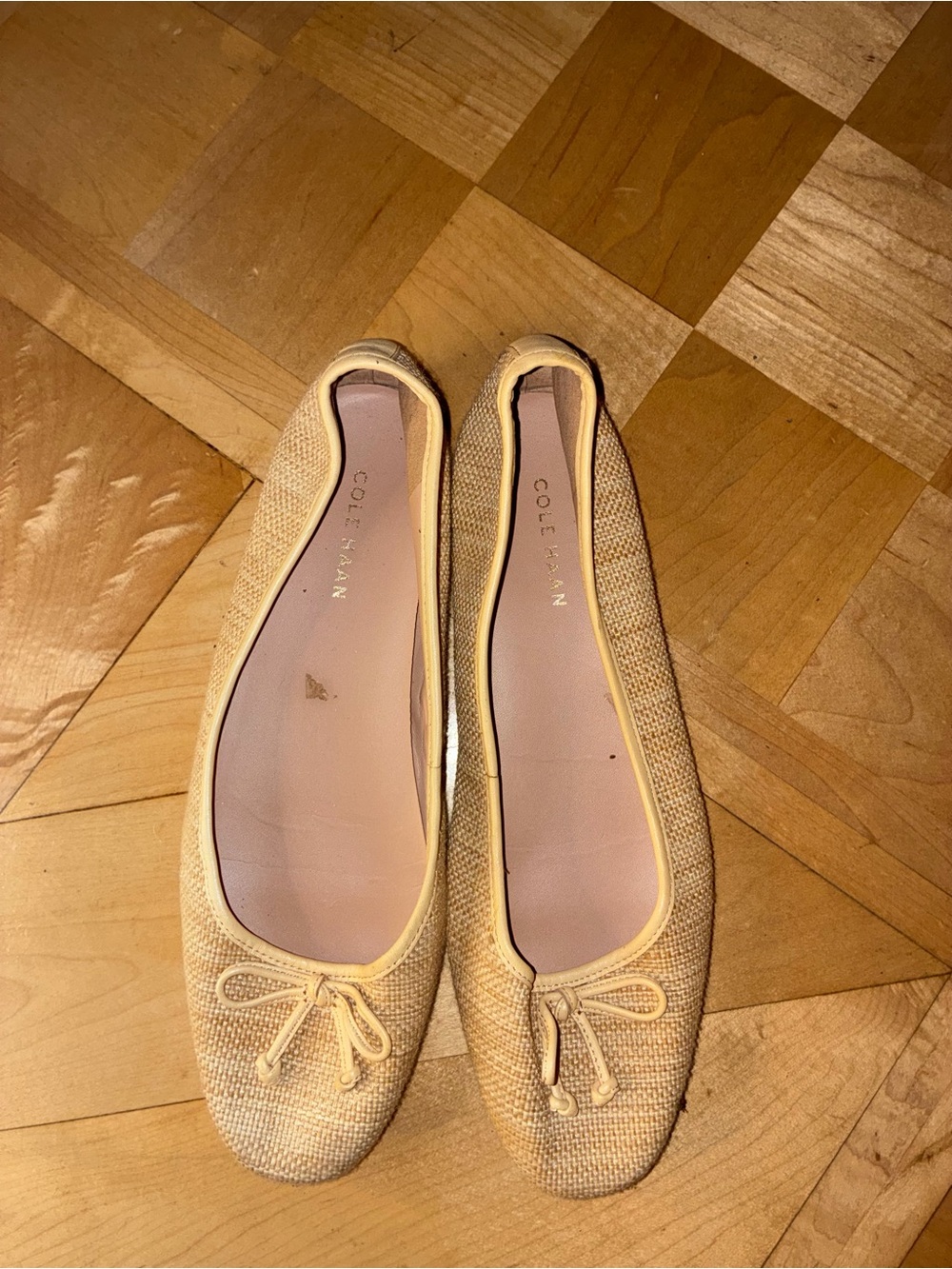 Cole Haan Tan Woven Ballet Flats with Bow